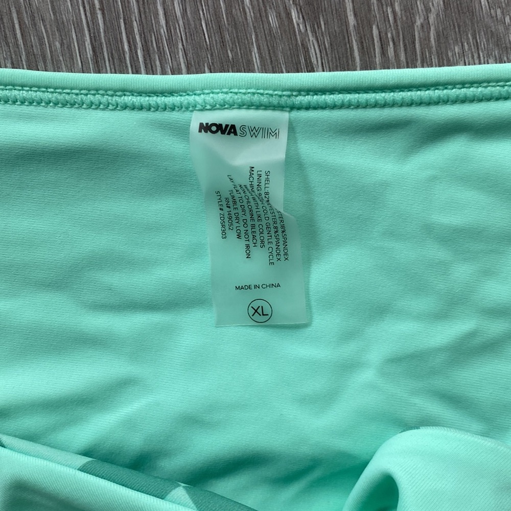 Fashion Nova Swim Green Block Pattern String Bikini Bottom NWOT - Picture 2 of 5